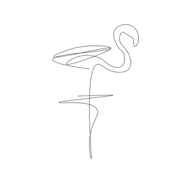 recommend clip art: Flamingo bird silhouette line drawing. Vector illustration