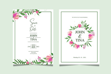 Set of card with flower and leaves vector decorative greeting card or invitation design background