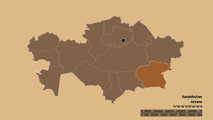 Location of Almaty, region of Kazakhstan,. Pattern