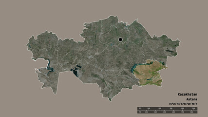 Location of Almaty, region of Kazakhstan,. Satellite