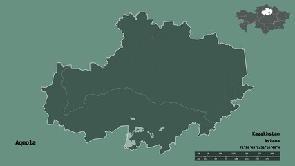 Obraz premium Aqmola, region of Kazakhstan, zoomed. Administrative