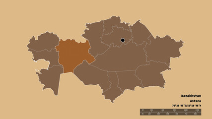 Location of Aqtobe, region of Kazakhstan,. Pattern