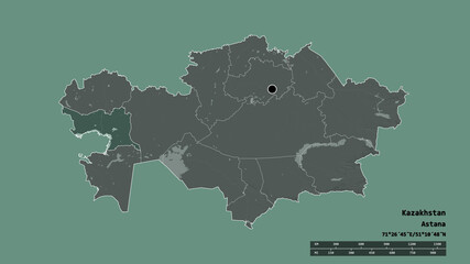 Location of Atyrau, region of Kazakhstan,. Administrative