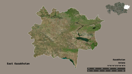 East Kazakhstan, region of Kazakhstan, zoomed. Satellite