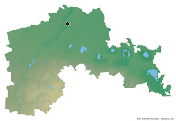 Obraz premium North Kazakhstan, region of Kazakhstan, on white. Relief