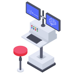 
Brain monitoring in isometric icon 
