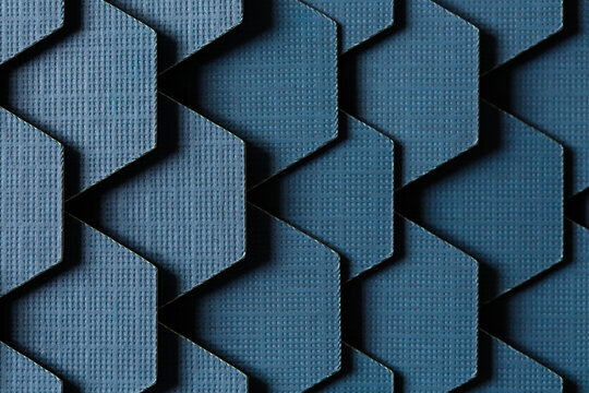 Close up of a navy blue hexagon tiled background