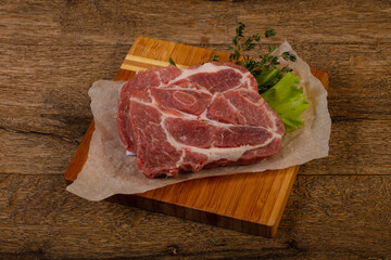 Raw pork steak