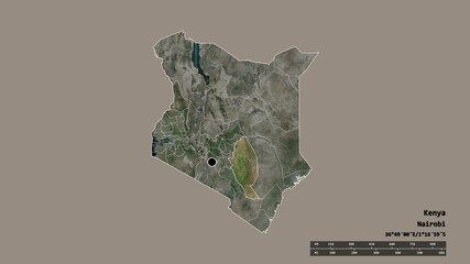 Location of Kitui, county of Kenya,. Satellite