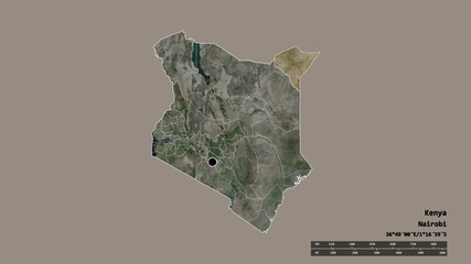 Location of Mandera, county of Kenya,. Satellite