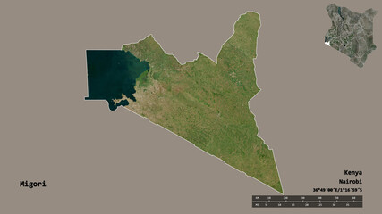 Migori, county of Kenya, zoomed. Satellite
