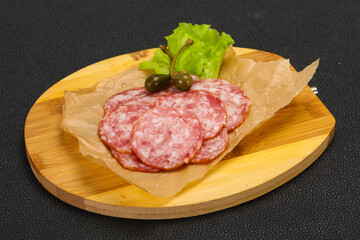 Spanish Salchichon sausage with salad