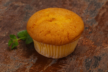 Sweet tasty muffin served mint
