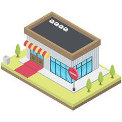 
Catholic church architecture in isometric design 
