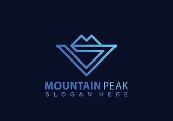 Mountain Peak Logo Design Vector Illustration Template