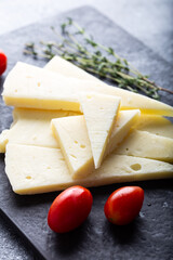 Sliced Tulum Cheese / Turkish Tulum Peyniri from the Thrace region.