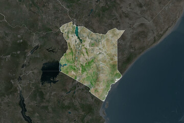 Kenya borders. Neighbourhood desaturated. Satellite © Yarr65