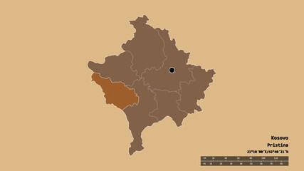 Location of akovica, district of Kosovo,. Pattern