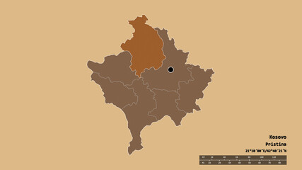 Location of Kosovska Mitrovica, district of Kosovo,. Pattern