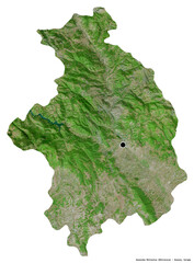 Kosovska Mitrovica, district of Kosovo, on white. Satellite