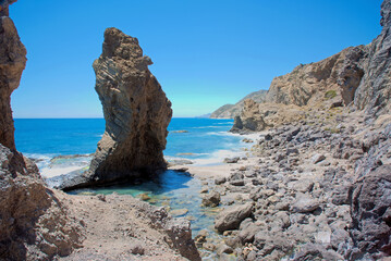 Fototapeta na wymiar rock in the sea, Mojacar 