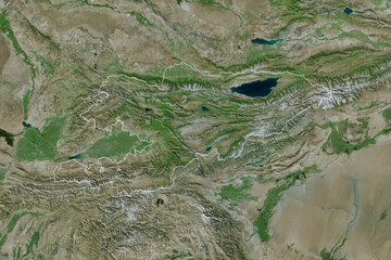 Kyrgyzstan borders. Satellite