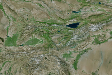 Kyrgyzstan outlined. Satellite