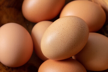 Eggs in a wooden bowl