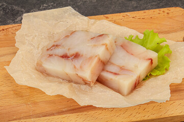 Raw pollock fish fillet for cooking