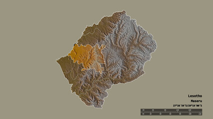 Location of Maseru, district of Lesotho,. Relief