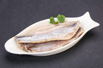 Herring fillet in the bowl