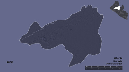 Bong, county of Liberia, zoomed. Administrative