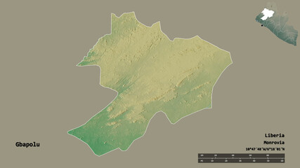 Gbapolu, county of Liberia, zoomed. Relief