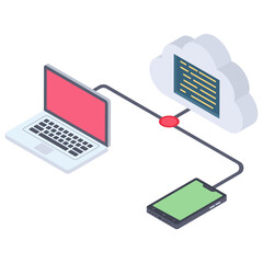 
Isometric design of cloud connection icon
