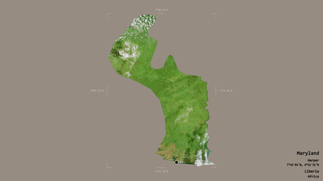 Maryland - Liberia. Bounding box. Satellite
