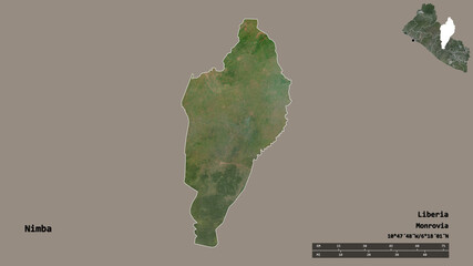 Nimba, county of Liberia, zoomed. Satellite