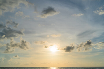 Beautiful sunset on the beach and sea, at Phuket Thailand.