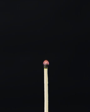 Close up lit match and flame