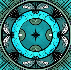Floral mandala blue color background 