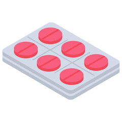
Pills strip icon in isometric vector 
