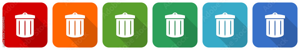 Aufkleber recycle icon set, flat design vector illustration in 6 colors options for webdesign and mobile appli