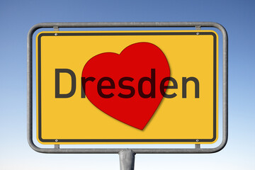 Ortstafel mit Herz, Dresden
