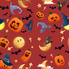 Hallowwen cartoon backgraund with pumpkin