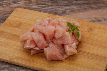 Raw diced chicken for cooking