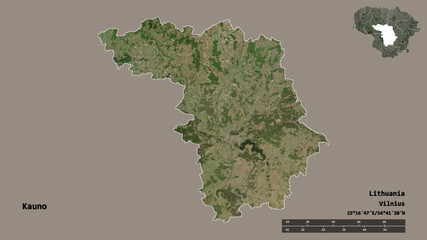 Kauno, county of Lithuania, zoomed. Satellite