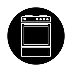Stove oven icon, vector gas stove. Line bubble icon. Kitchen cooking appliance.