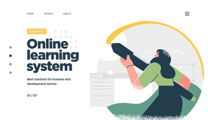 Online education modern flat design isometric concept. Landing page template. Vector illustration for web and graphic design.