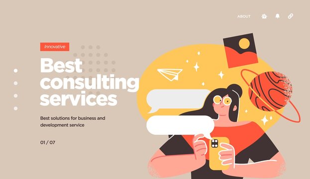 Professionals customer support service. Landing page template design. Modern flat design concept of web page design for website. Vector illustration
