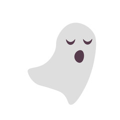 Funny gray yawning ghost on a white background isolated.Bringing wants to sleep and yawns.Vector illustration is great for flat style games or animations.Character for design for the holiday halloween