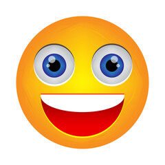 Smiley face. Happy emotion in emoji. Cartoon ball with a smile to the teeth. Nice head. Vector illustration. Stock image.